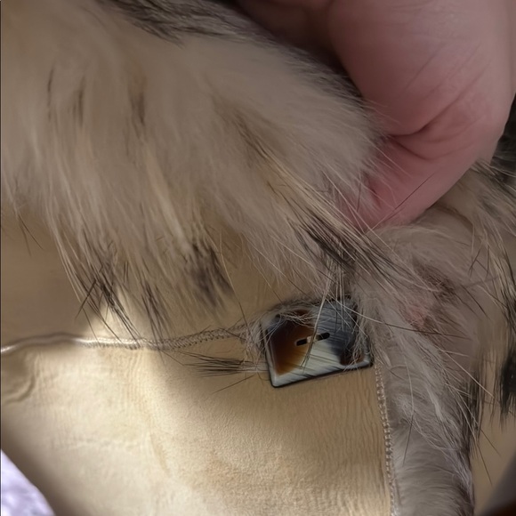 Denimaxx Beige and Brown Fox Fur-Trimmed Women's Coat - Picture 3 of 3